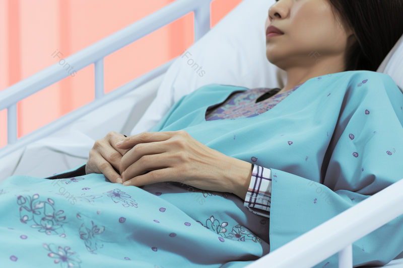 一位正在接受治疗的生病的女性躺在床上,高清,摄影图,摄影图片,图片大全,摄影图免费下载